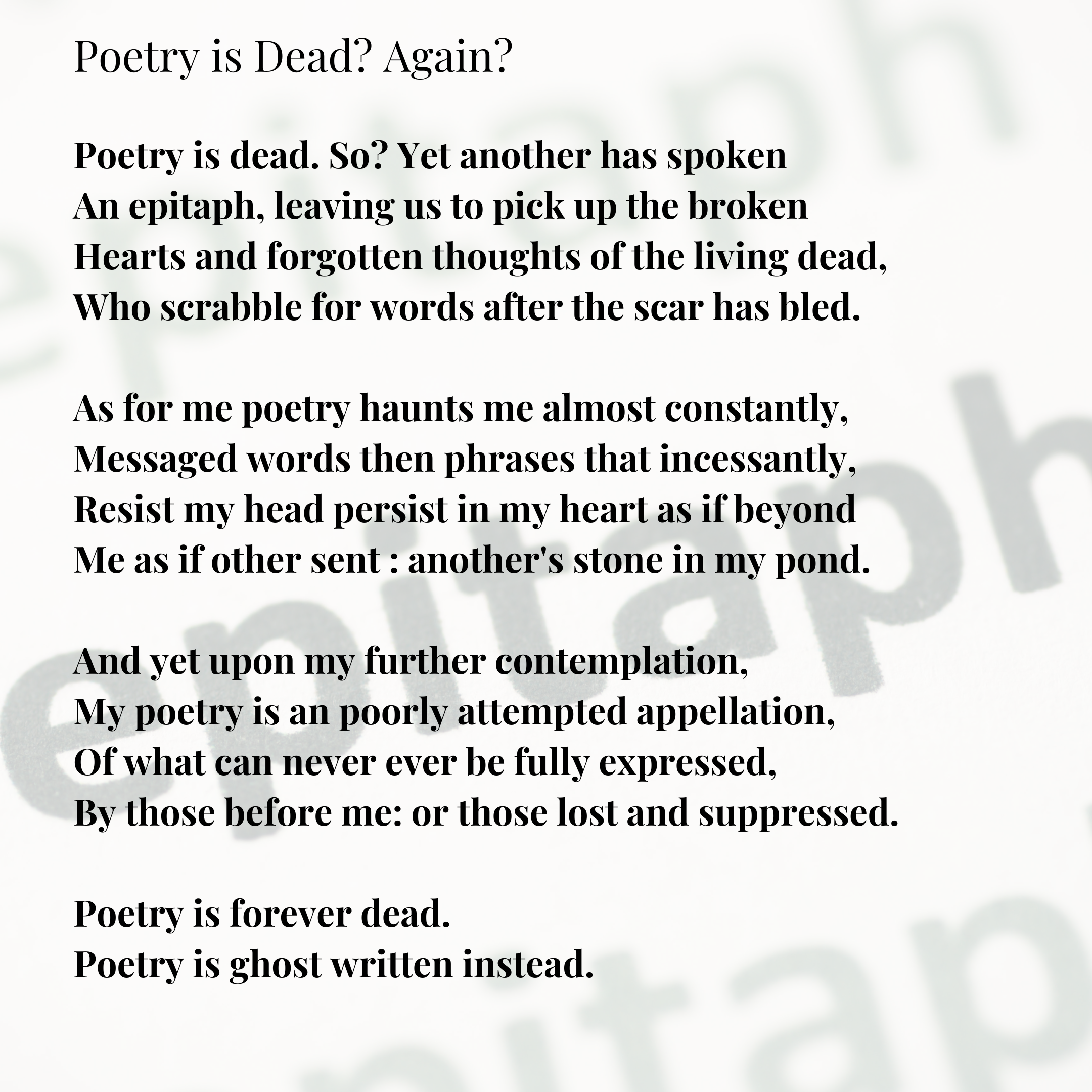 Poetry is Dead? Again?