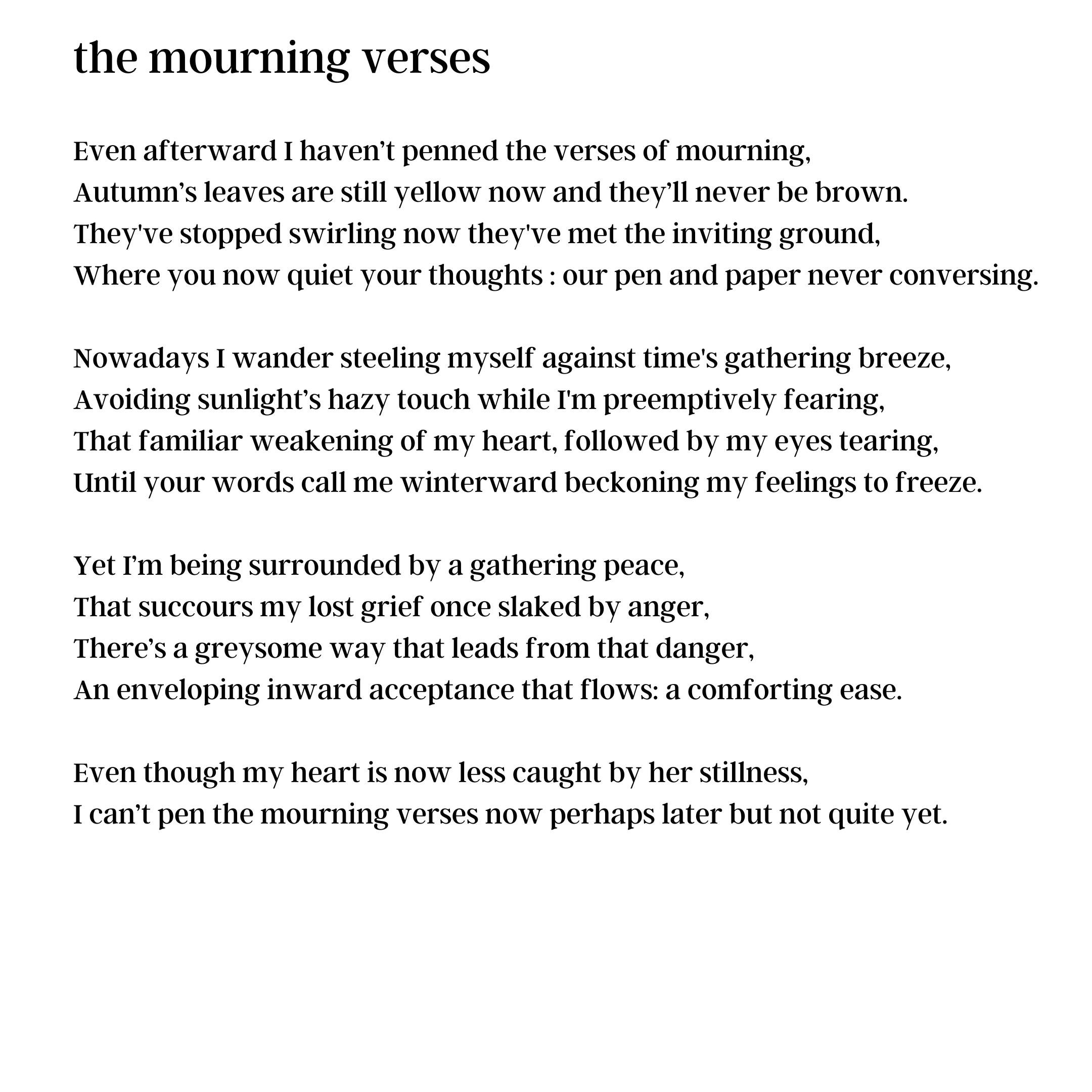 the mourning verses