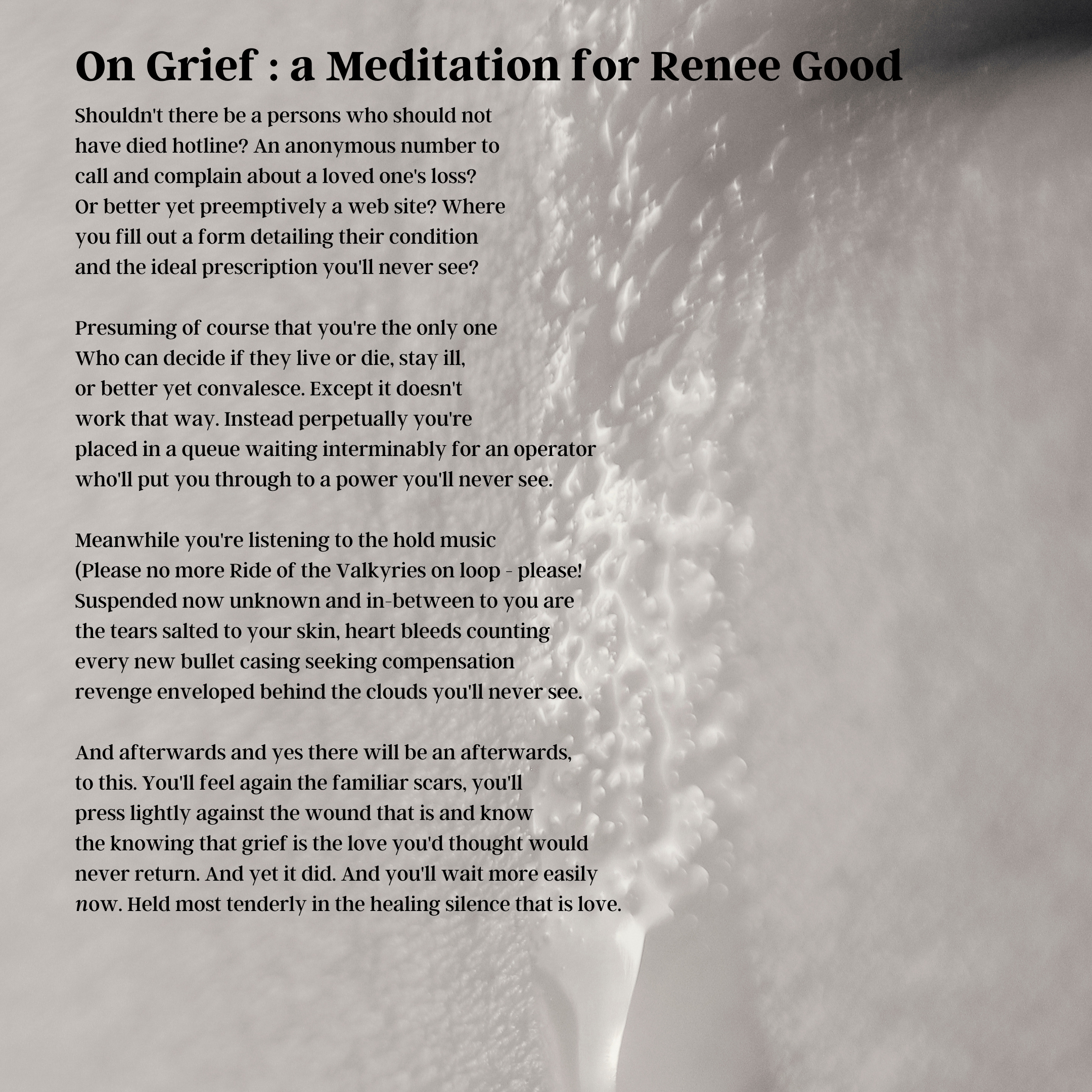 on grief : a meditation for Renee Good
